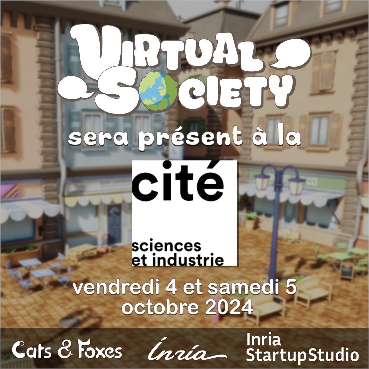 Vendredi et samedi, nous serons à la <a href="/citedessciences/">Cité des sciences et de l'industrie</a>  pour présenter VirtualSociety lors de la fête de la science ! 

#Universcience #FDS2024 🌊

<a href="/InriaStartup/">Inria Startup Studio</a> <a href="/Inria/">Inria</a>