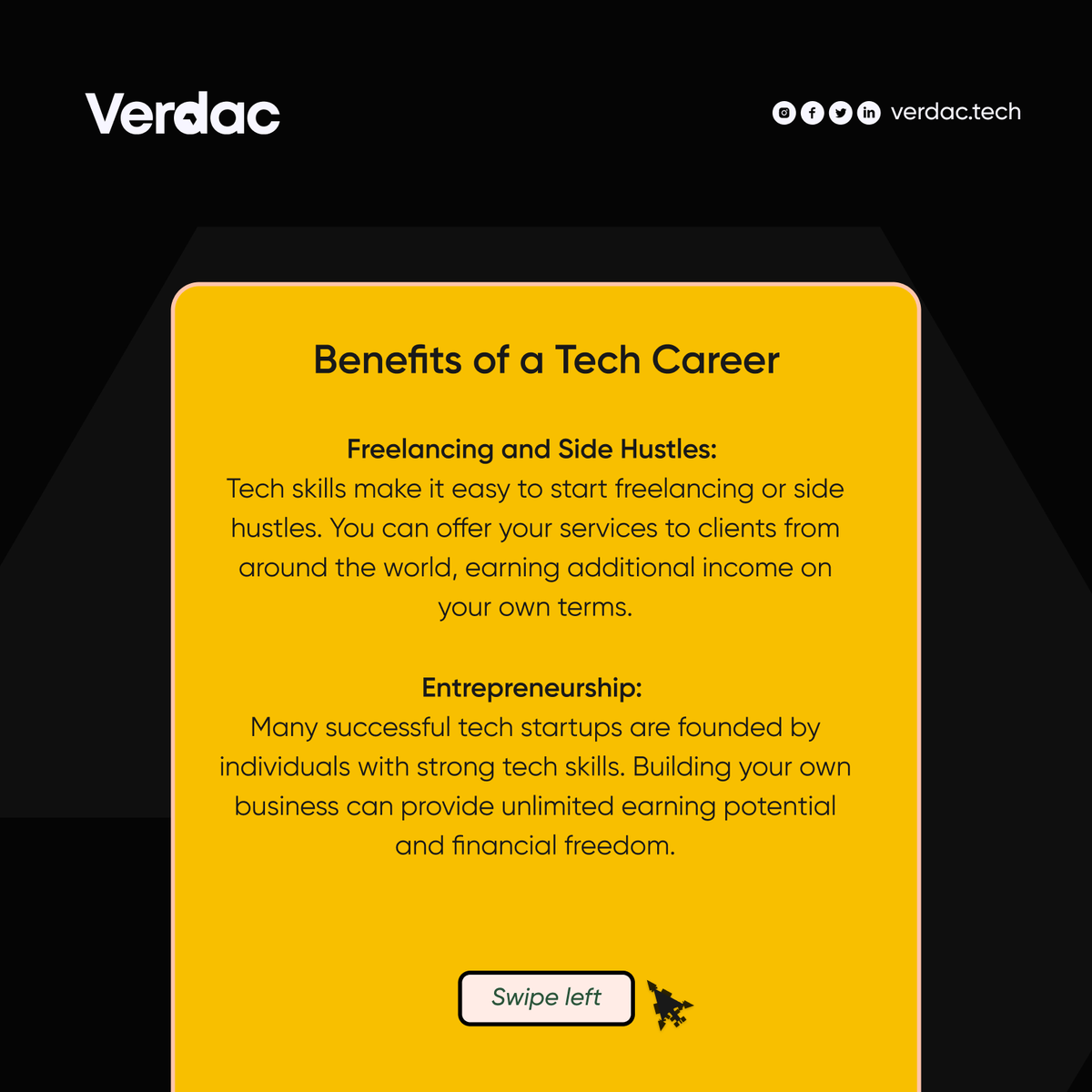 VerdacTech's tweet image. True Financial freedom can&apos;t be achieved by a standard 9-5 however, a 9-5 in a lucrative industry like tech can surpasss this dream.
Take a step in the right direction register for Verdactech November bootcamp!
Visit verdac.tech to begin

#verdactech #learntech #tech
