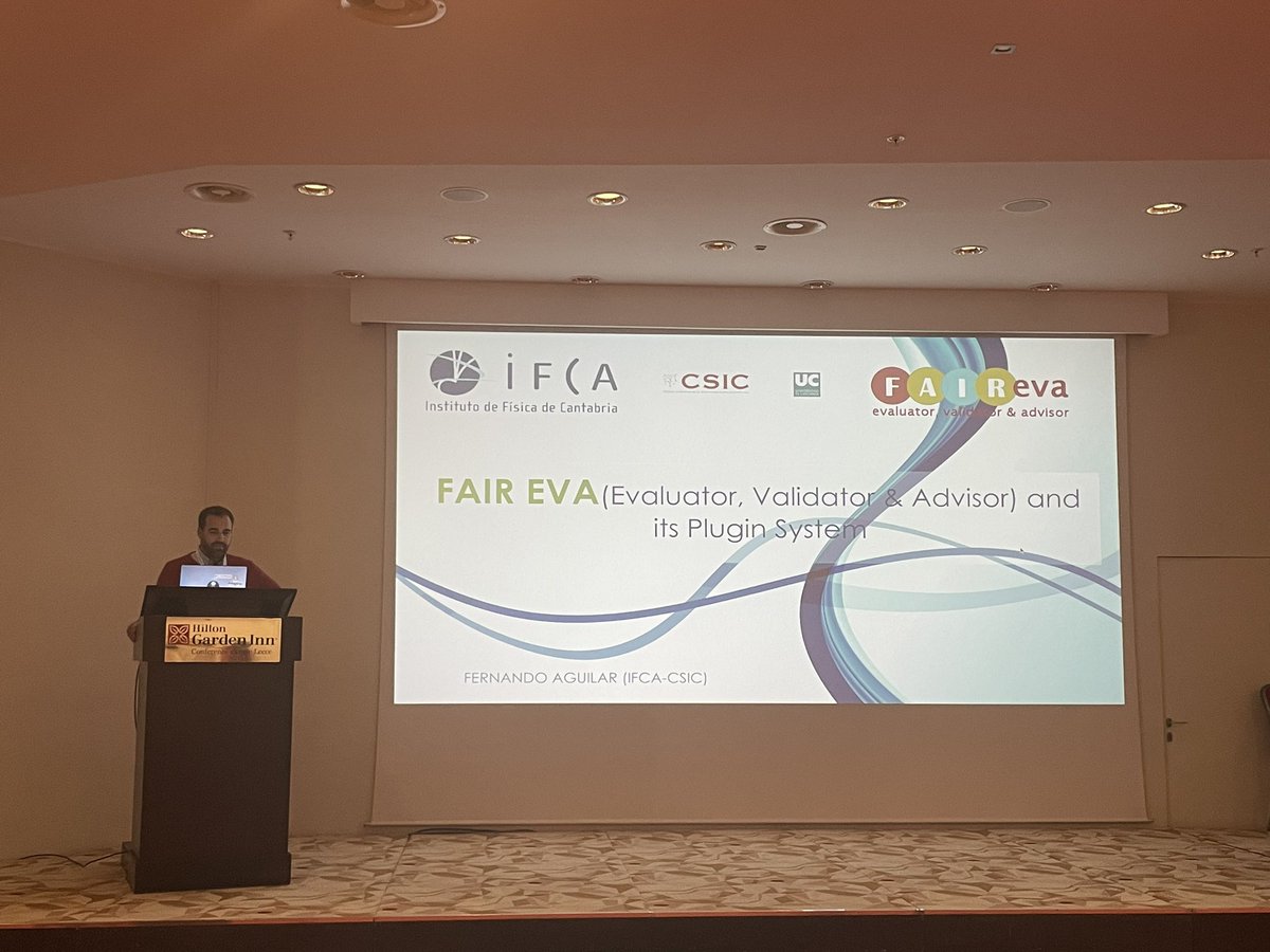 📣Fernando Aguilar <a href="/ferag_/">Fernando Aguilar</a> presenting the FAIR EVA at the #EGI2024 conference. 
Now in the room Carlo V!