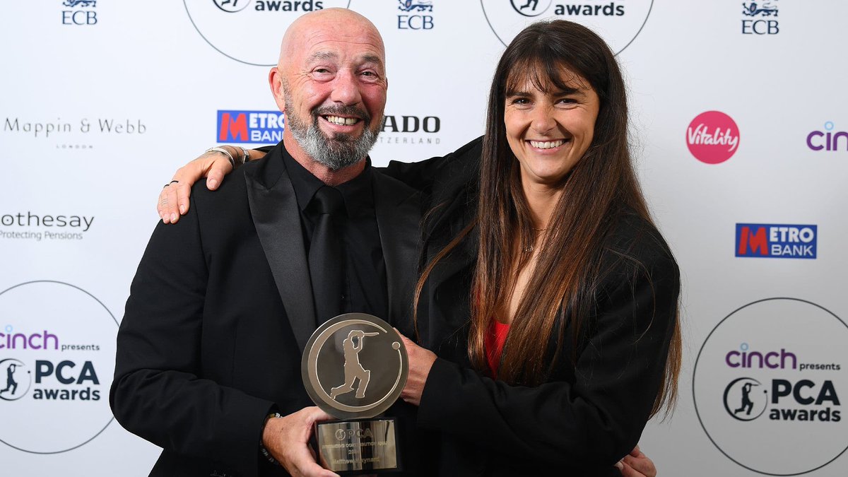 Very honoured and proud to have received the Outstanding Achievement Award last night at the <a href="/PCA/">PCA</a> ceremony. 
Some stealth work done by <a href="/CeriMaynard/">CeriMaynard</a> <a href="/Bolts329/">Ian Thomas</a> Mike Fatkin and <a href="/Trescricket/">Marcus Trescothick</a>   Thank you 🙏 #pca #PCAawards