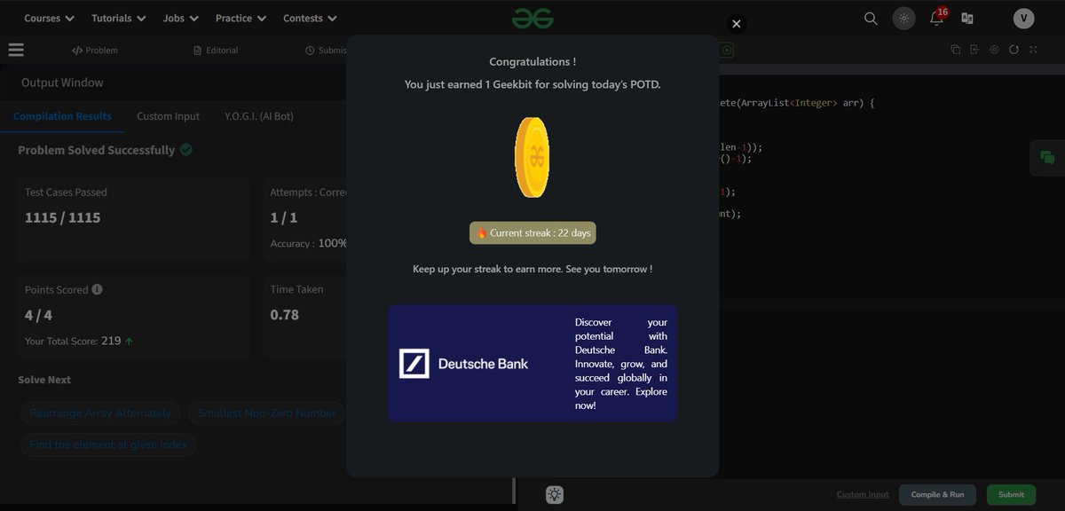 VinitNotFound's tweet image. #geekstreak2024 #DeutscheBank
@geeksforgeeks
@DeutscheBank

Day 21   
Profile Link - geeksforgeeks.org/user/45vinitt6…