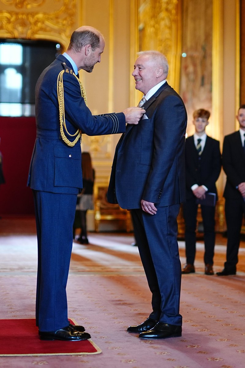 Ally McCoist is made an OBE by the Prince of Wales at Windsor Castle on Wednesday morning.

The Rangers and Scotland legend has been recognised for services to football and broadcasting.

𝘐𝘔𝘈𝘎𝘌: 𝘈𝘢𝘳𝘰𝘯 𝘊𝘩𝘰𝘸𝘯/𝘗𝘈 𝘞𝘪𝘳𝘦/𝘗𝘈 𝘐𝘮𝘢𝘨𝘦𝘴