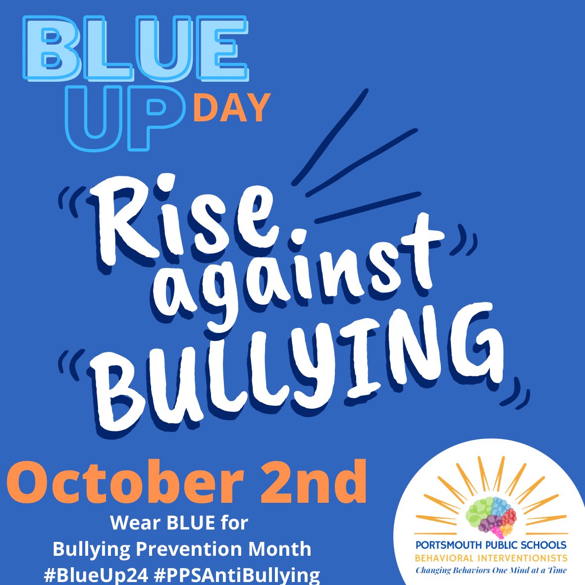 JJones_PPS's tweet image. Wear 🔹BLUE🔹 today for Bullying Prevention Month. @PortsVASchools #PPSBlueUp24