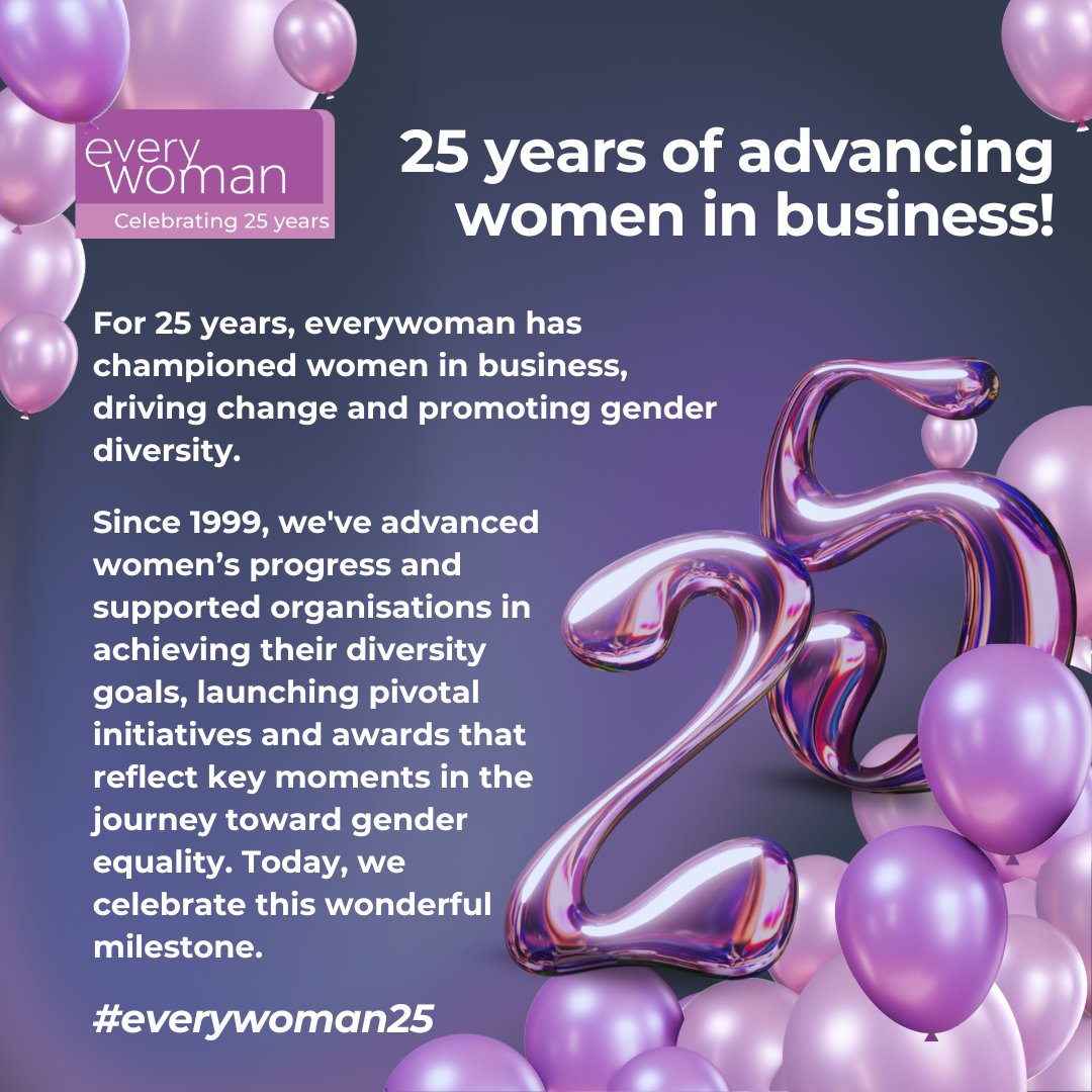 Today, we celebrate 25 years of passion, perseverance &amp; progress.

A quarter century of bold moves, hard work &amp; amazing partnerships. As we mark this major milestone, we’re excited for what’s next &amp; deeply grateful for the support.

More updates to come! #everywoman25