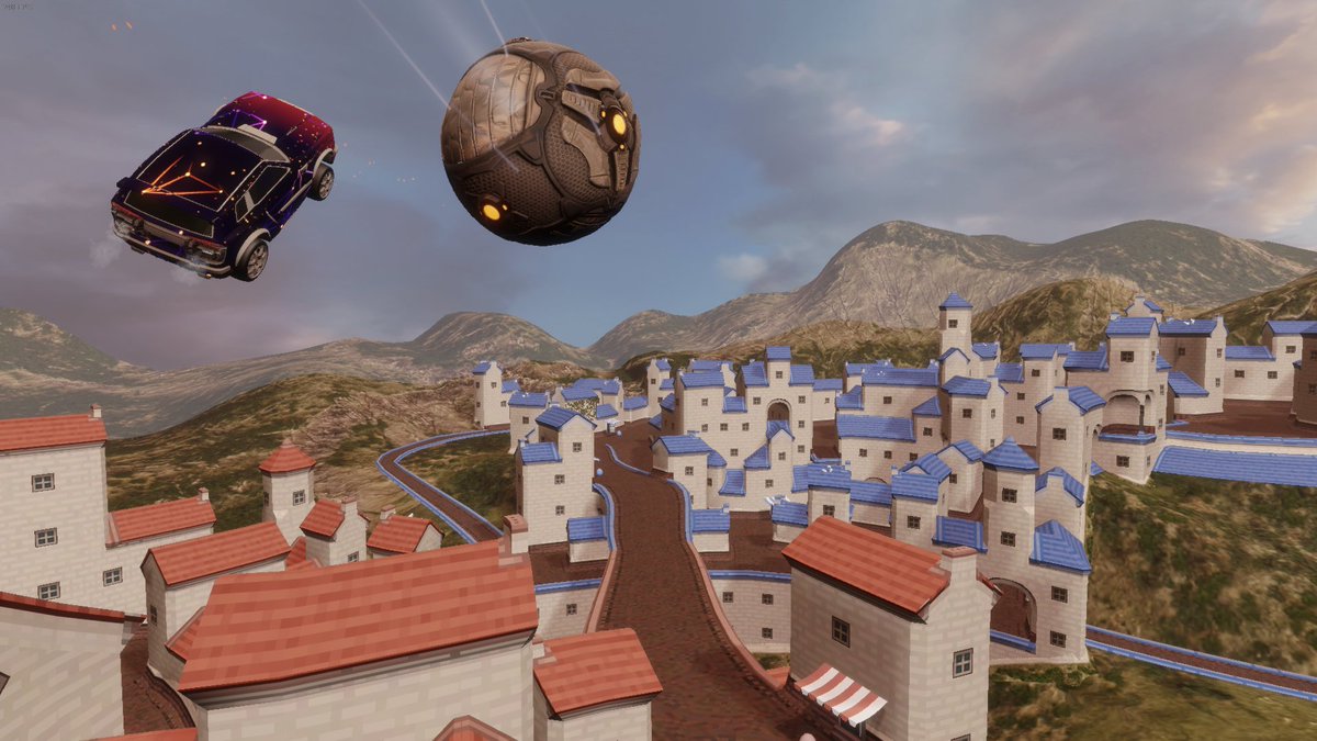 I'm working on a Rocket League custom map using a town I built with #Townscaper.

<a href="/OskSta/">Oskar Stålberg</a>, is it okay if I publish the map to the Steam Workshop? I'll make sure to include a link to your beautiful game in the description.