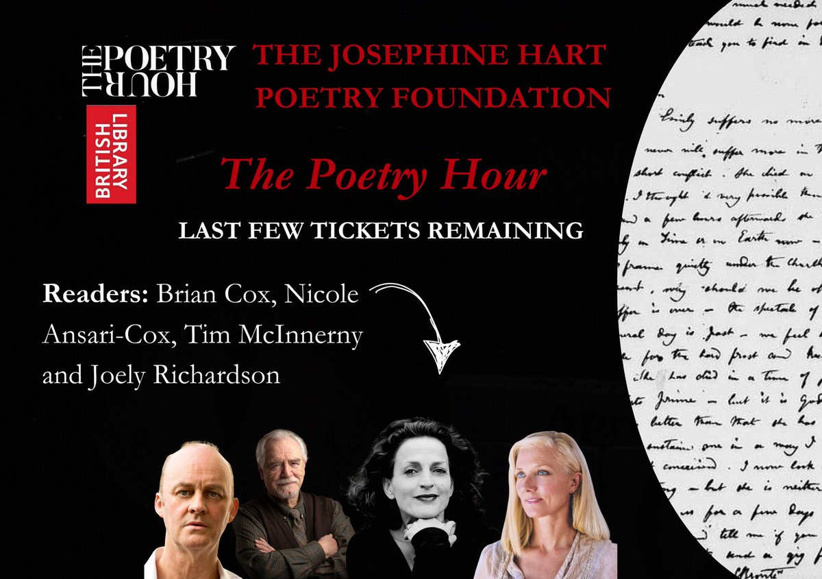 Join us tomorrow evening to hear Brian Cox, Nicole Ansari-Cox, Tim McInnerny and Joely Richardson celebrate #NationalPoetryDay - 3 Oct (7pm) <a href="/britishlibrary/">British Library</a> thepoetryhour.com/events/the-poe…… #britishlibrary #poetry #BrianCox #nicoleansaricox #timmcinnerny #JoelyRichardson #poetrylovers
