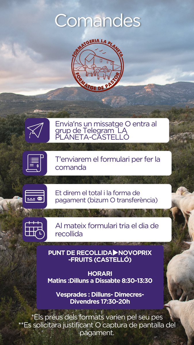 Per a la gent de Castelló i voltants portem els nostres làctics a prop de ta casa☺️🥳🌿🐑🧀