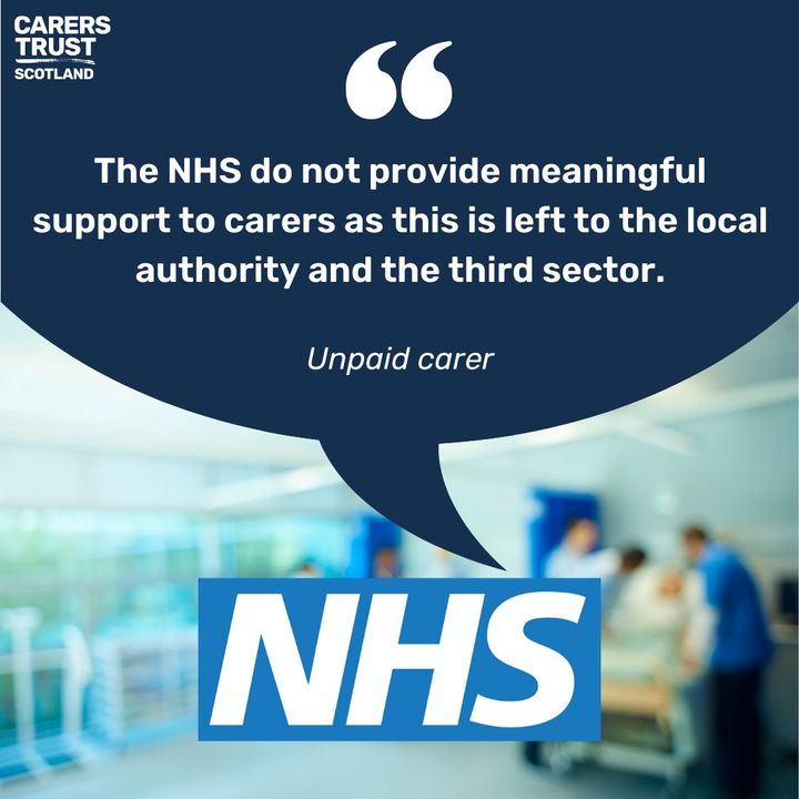 Based on the voices of #UnpaidCarers in our Adult Carer Survey, Carers Trust Scotland is calling for a legal duty to be introduced so that professionals within the NHS have a responsibility to identify unpaid carers

Read the report 👉 carers.org/AdultCarerSurv…