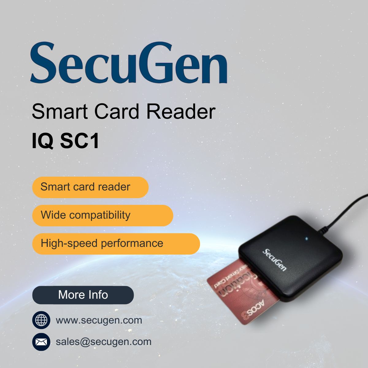 SecuGenCorp's tweet image. Meet the IQ SC1 Smart Card Reader, blending modern design with powerful technology to meet the rigorous demands of e-banking, e-payment, and more!

#SmartCardReader
#DigitalSecurity
#eBanking
#DataProtection
#NetworkSecurity
#eGovernment
#FutureOfPayments
#SmartSolutions