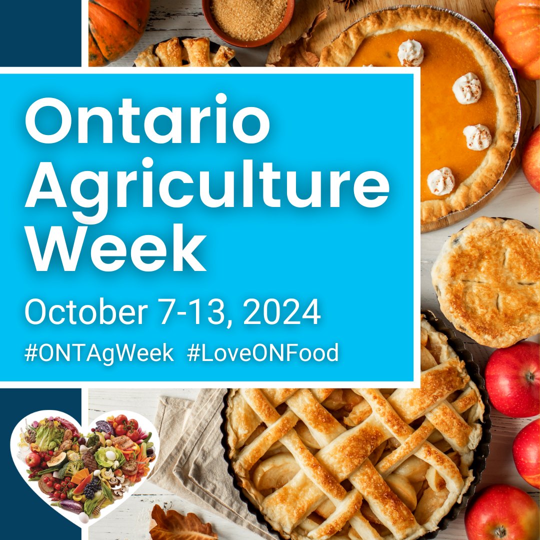 Ontario Agriculture Week is just around the corner, taking place from October 7-13, 2024! Let’s celebrate the hard work of our farmers and the abundance of fresh, locally-grown food in our province. Use #ONTAgWeek and #LoveONFood to show your support and appreciation next week!