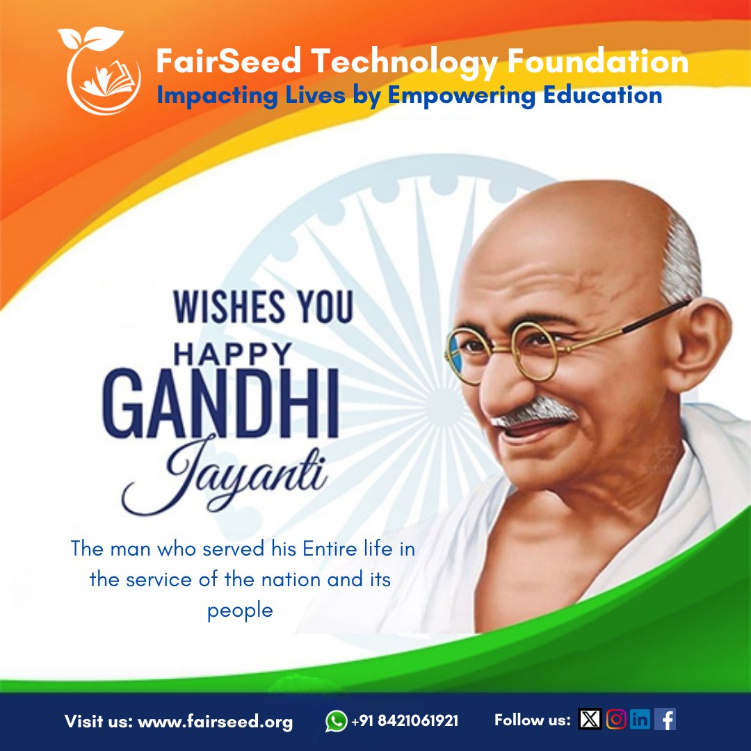 Saluting the legacy of Mahatma Gandhi, Father of the Nation, a beacon of inspiration for change and progress. Just as he envisioned a better world, FairSeed stands for empowering dreams through education.

#mahatmagandhi #gandhijayanti #fatherofthenation #gandhi