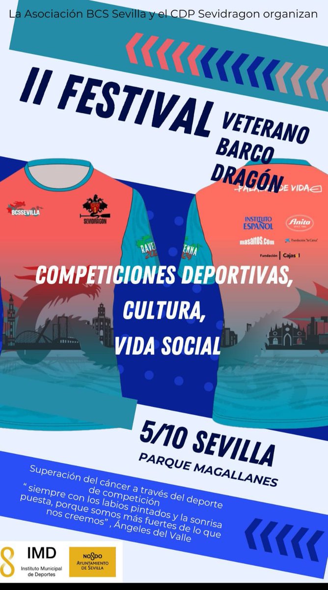 🗓️Este fin de semana estaremos en Sevilla en el II Festival de Barco Dragón 🐉 con los compañer@s de Dragonas BCS Sevilla y C.D Piragüismo SeviDragon. Lo pasaremos en grande, deporte, convivencia, risas...completito completito😊 #somosvientosdecartagena #barcodragonbcs