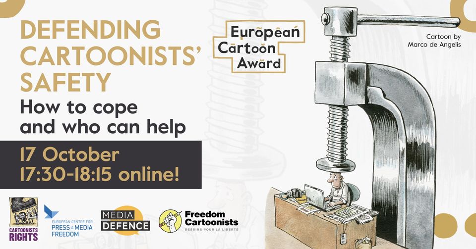 ✍️ Political cartoonists face mounting threats online and offline. Join us for a workshop on their safety during #CartoonsDay2024 on 17 October: zeffy.com/en-US/ticketin…

Hear from Terry Anderson (@toonistsrights), our <a href="/toropovalina/">toropovalina</a> (ECPMF), and Yuri Marchenko (<a href="/mediadefence/">Media Defence</a>).
