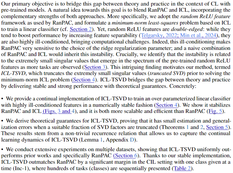 Liangzu Peng (@pengliangzu) on Twitter photo ICL-TSVD: Bridging Theory and Practice in Continual Learning with Pre-trained Models (arxiv.org/pdf/2410.00645)
authored with Juan Elenter, @JAgterberge, Alejandro Ribeiro, <a href="/vidal_rene/">Rene Vidal</a>
abstract & intro attached for your convenience
related to <a href="/ponguru/">Ponnurangam Kumaraguru “PK”</a>
<a href="/ContinualAI/">ContinualAI</a> ICL-TSVD: Bridging Theory and Practice in Continual Learning with Pre-trained Models (arxiv.org/pdf/2410.00645)
authored with Juan Elenter, @JAgterberge, Alejandro Ribeiro, <a href="/vidal_rene/">Rene Vidal</a>
abstract & intro attached for your convenience
related to <a href="/ponguru/">Ponnurangam Kumaraguru “PK”</a>
<a href="/ContinualAI/">ContinualAI</a>