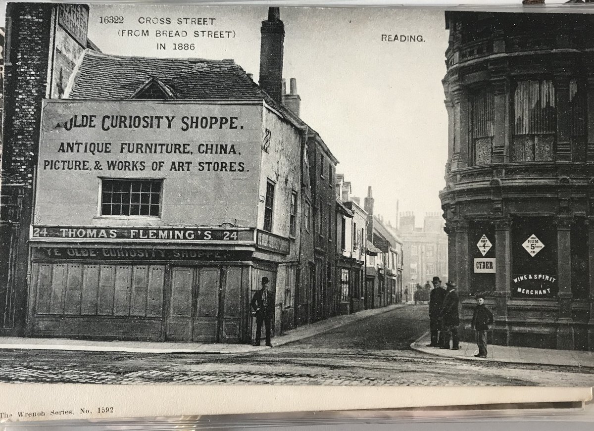 Dickens fans may be interested to know that Reading had an old curiosity shop of its own.  Thomas Fleming's Ye Olde Curiosity Shoppe can be seen in this postcard from 1886. We would like to wile away an afternoon browsing the wares.