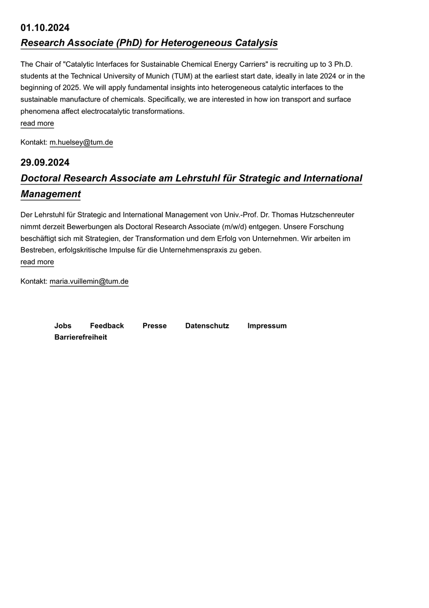 30+ Ph.D. position  at the Technical University of Munich (TUM)

Ph.D. position in Machine Learning for Molecular Simulations

3 PhD positions at the Learning Systems and Robotics (LSY) Lab (Prof. Schoellig)
 portal.mytum.de/jobs/wissensch…