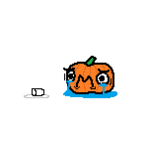 nuttimeister's tweet photo. you guys wanted the pumpkin to be happy. so instead, i made it sadder

here it is crying over spilled milk https://t.co/wlBpmAac9W