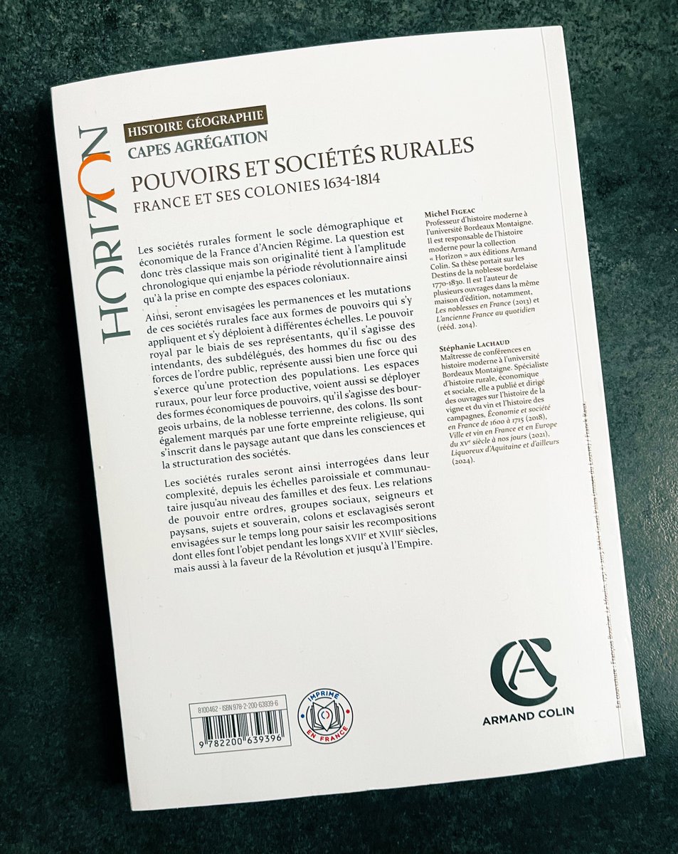 Le manuel de Michel Figeac et Stéphanie Lachaud sur les pouvoirs et les sociétés rurales dans la France moderne vient de paraître chez Armand Colin.