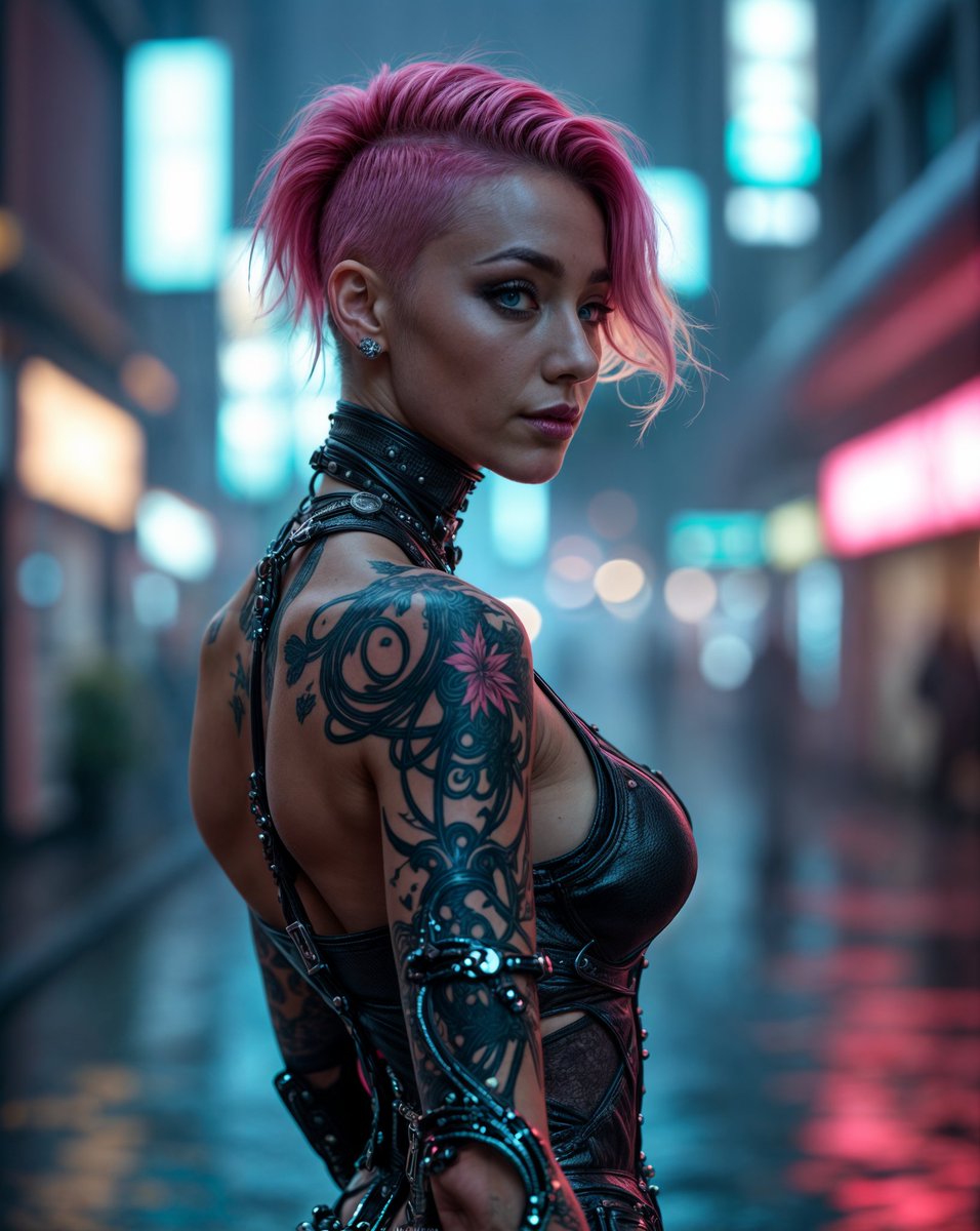 RainVortexAI's tweet photo. Neon streets, mist rising, and the hum of the city beneath my feet. 🌃💫 Nights like these remind me why I love the pulse of this world—alive with energy and rebellion. I might be looking back, but I’m always moving forward. 🚀
#Cyberpunk #AIModel #AIart #NeonNights #RainVortex https://t.co/HXd24aIBuQ