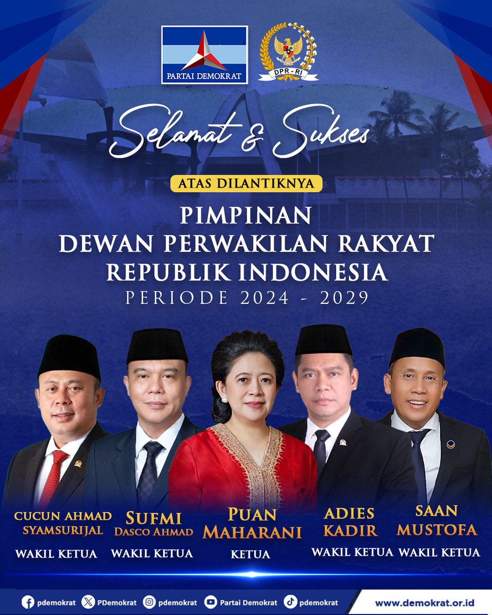 Selamat atas dilantiknya Pimpinan Dewan Perwakilan Rakyat Republik Indonesia Periode 2024-2029!

Semoga dapat menjalankan amanah dengan baik dan membawa perubahan positif bagi kemajuan Indonesia.