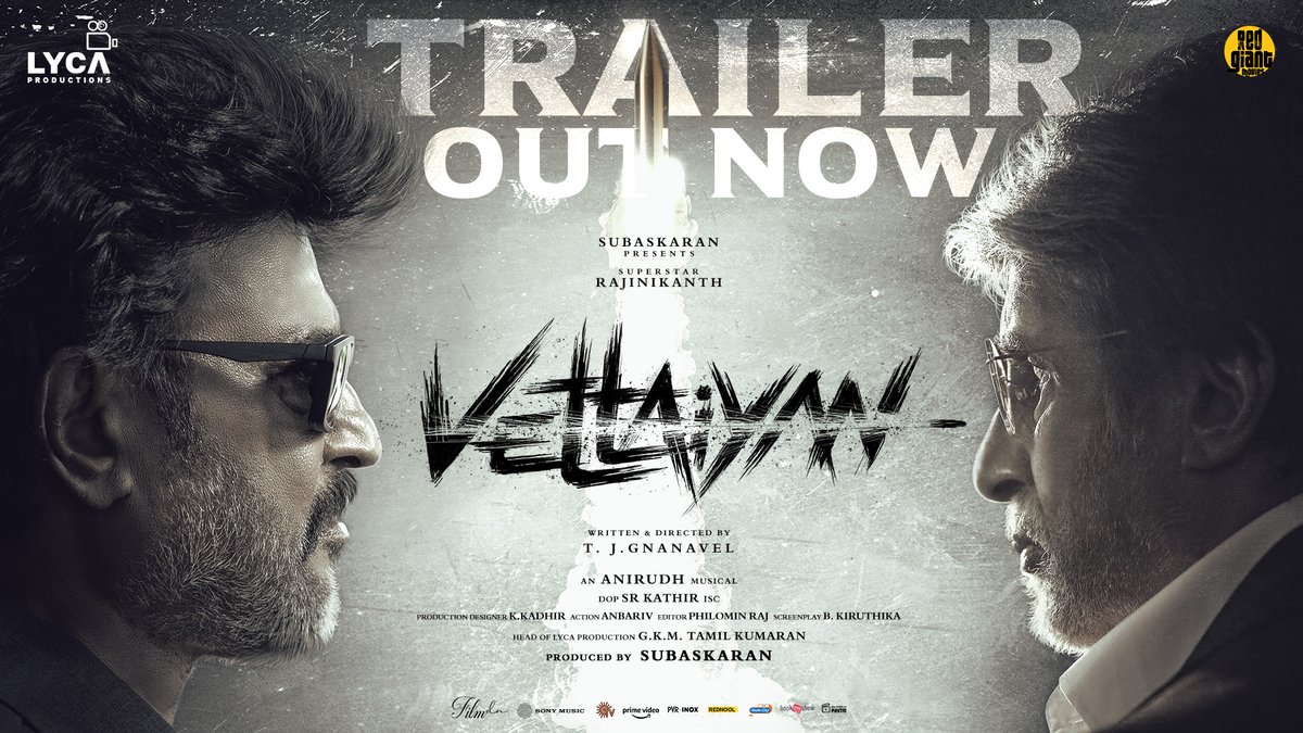 Lyca Productions (@lycaproductions) on Twitter photo Hunter Vantaar choodu da! 🔥 VETTAIYAN 🕶️ Trailer is OUT NOW. 🤩 The hunt begins! 🦅
▶️ youtu.be/zPqMbwmGC1U
#Vettaiyan 🕶️ Releasing on 10th October in Tamil, Telugu, Hindi & Kannada!
<a href="/rajinikanth/">Rajinikanth</a> <a href="/SrBachchan/">Amitabh Bachchan</a> <a href="/tjgnan/">Gnanavel</a> <a href="/anirudhofficial/">Anirudh Ravichander</a> <a href="/LycaProductions/">Lyca Productions</a> #Subaskaran Hunter Vantaar choodu da! 🔥 VETTAIYAN 🕶️ Trailer is OUT NOW. 🤩 The hunt begins! 🦅
▶️ youtu.be/zPqMbwmGC1U
#Vettaiyan 🕶️ Releasing on 10th October in Tamil, Telugu, Hindi & Kannada!
<a href="/rajinikanth/">Rajinikanth</a> <a href="/SrBachchan/">Amitabh Bachchan</a> <a href="/tjgnan/">Gnanavel</a> <a href="/anirudhofficial/">Anirudh Ravichander</a> <a href="/LycaProductions/">Lyca Productions</a> #Subaskaran