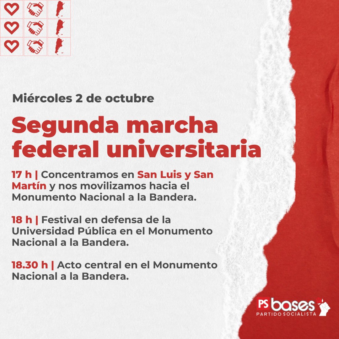 BasesPS1's tweet photo. 📢✊🏽 Hoy a las 17 h nos encontramos en las calles para defender la Universidad Pública. 

Decimos:

❌️ NO AL VETO de la Ley de Financiamiento Universitario.

✅️ Sí a continuar formando profesionales que contribuyan al desarrollo de nuestro país. 

#UniversidadPublicaSiempre https://t.co/oPVIEgrsHC