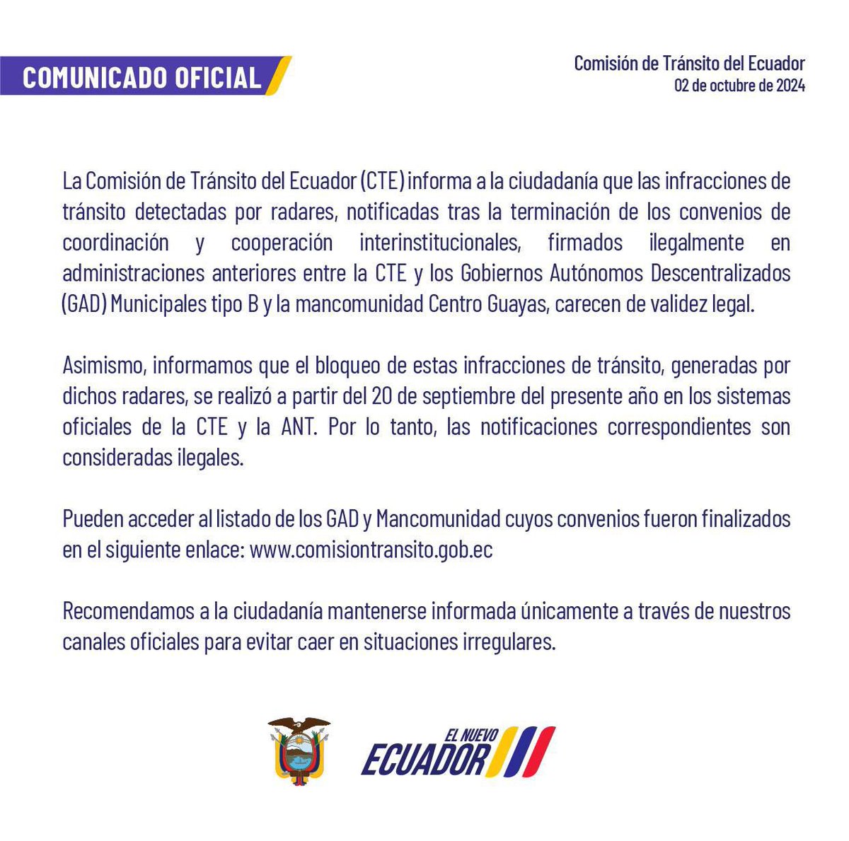 Notificaciones de cobro realizadas por GAD tipo B y mancomunidad Centro Guayas son ilegales