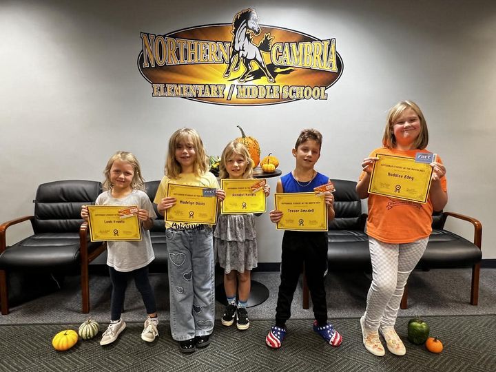 Northern Cambria School District (@ncsdcolts) on Twitter photo Congratulations to the Elementary September students of the month: Kindergarten - Leah Frantz, 1st Grade - Madelyn Davis, 2nd Grade - Annabel Kosidlo, 3rd Grade - Trevor Amsdell and 4th Grade - Nadalee Edey.  Keep up the fabulous work! Congratulations to the Elementary September students of the month: Kindergarten - Leah Frantz, 1st Grade - Madelyn Davis, 2nd Grade - Annabel Kosidlo, 3rd Grade - Trevor Amsdell and 4th Grade - Nadalee Edey.  Keep up the fabulous work!