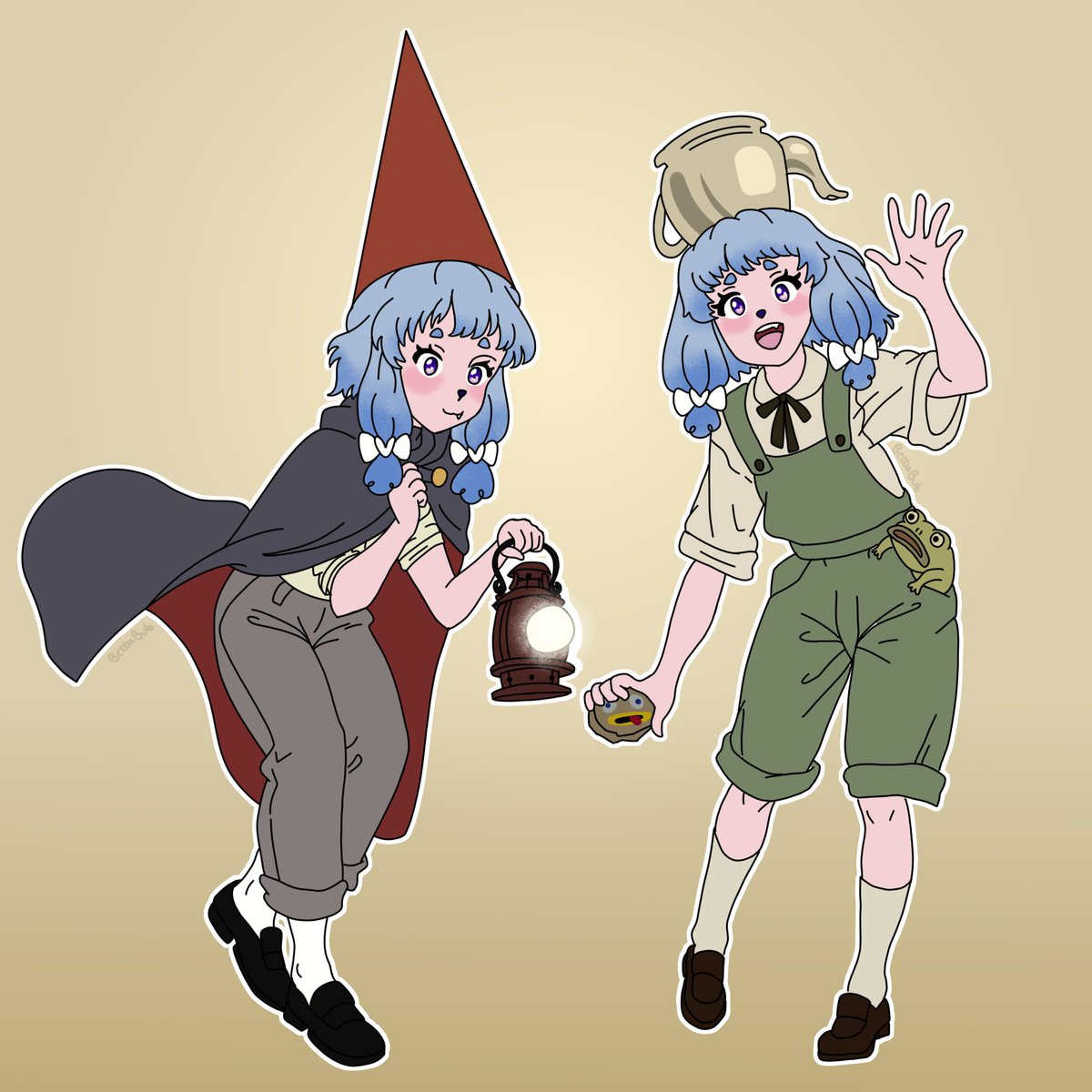 since its autumn, that means its officially over the garden wall season 🧡🎃

so heres a lil doodle of me dressed up as wirt and greg :3