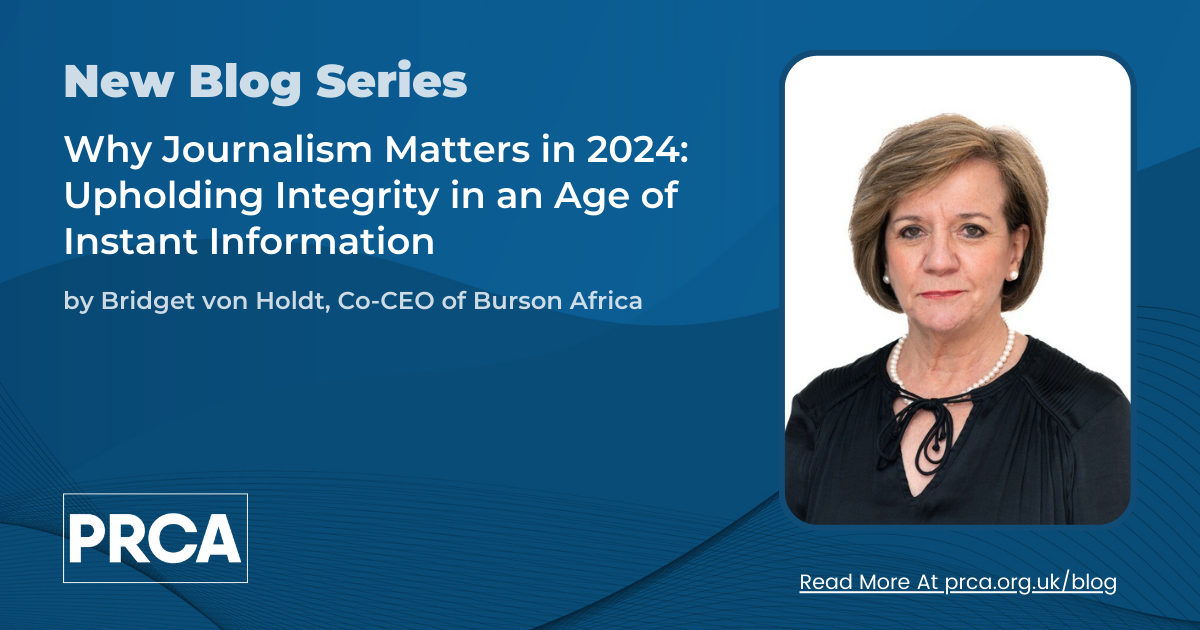 In a world of instant information and shifting platforms, journalism’s integrity is more vital than ever. But can it thrive in 2024?

Read blog by <a href="/BursonAfrica/">Burson Africa</a>’s Co-CEO, Bridget von Holdt, on navigating misinformation, ethical dilemmas, and more.

✍ ow.ly/kKkS50TwU0m