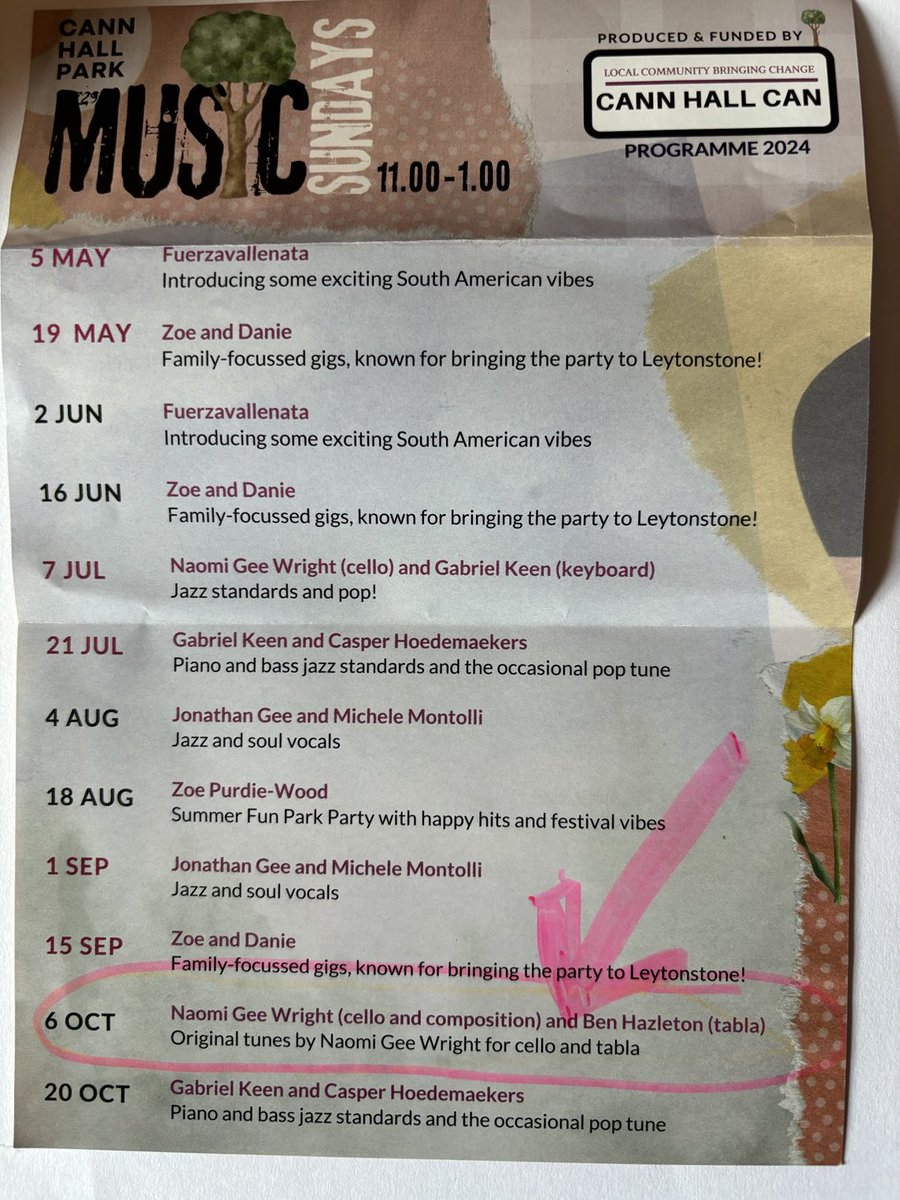 Sadly, due to unforeseen circumstances, we have had to cancel Music in the Park this Sunday 6th October.

But look out for Gabriel and Casper on Sunday 20th, the final gig of the season.