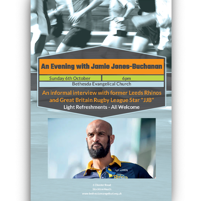 Our Chaplain Mike Wildsmith will be interviewing Jamie Jones-Buchanan this coming Sunday. The details are below.
Everyone is invited – and you won’t be asked to sing or pray or read!