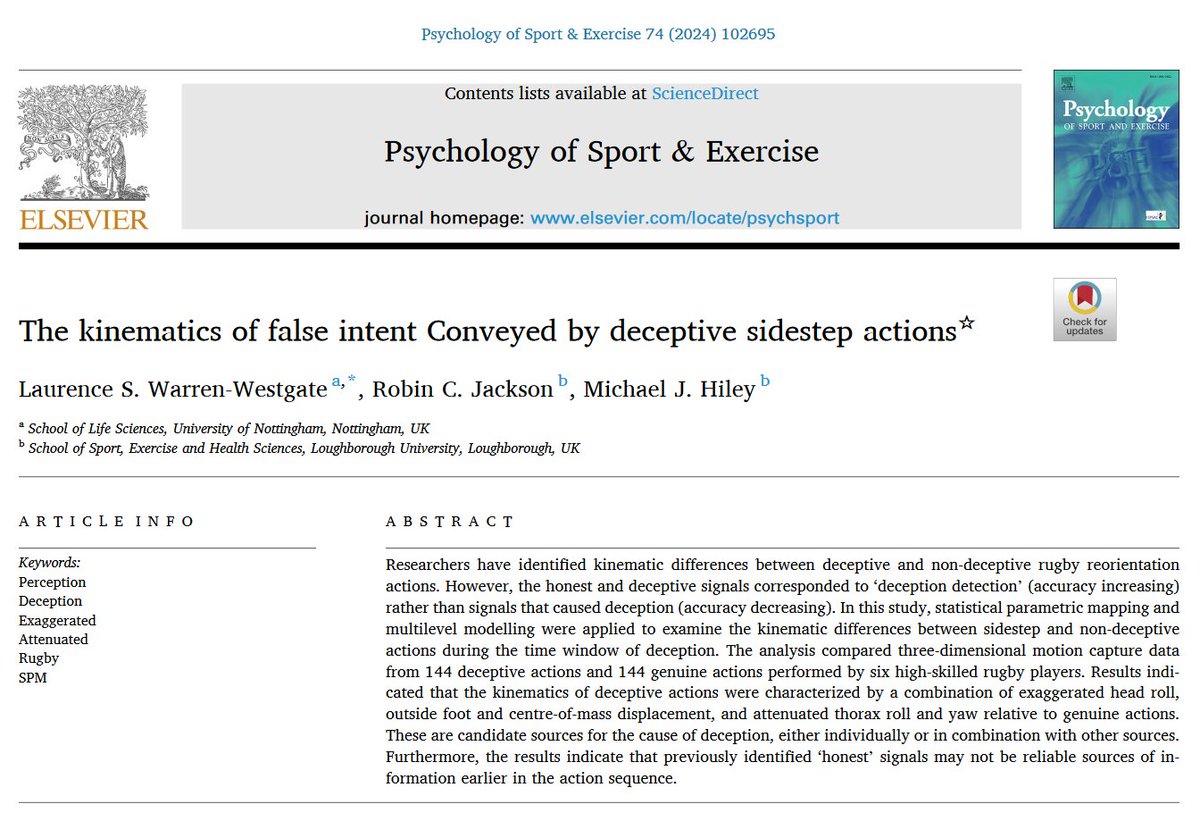 Not tweeted/Xed(?) in a while, but check out our latest paper in PSE
sciencedirect.com/science/articl…
#Sport #Science #Rugby