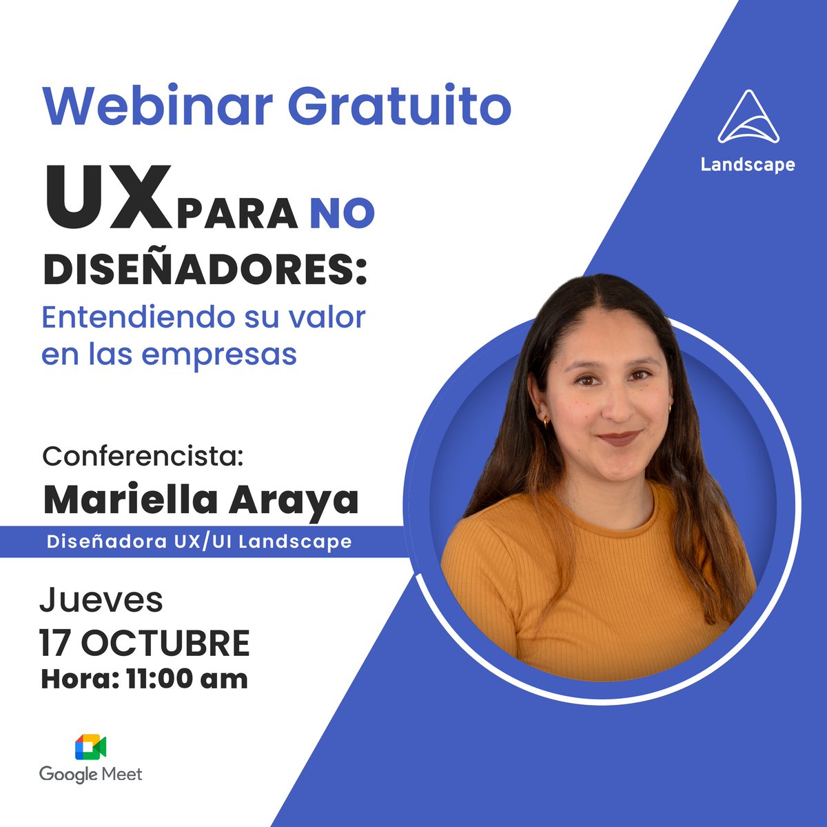 LandscapeCL's tweet photo. Únete a nosotros este jueves 17 de octubre a las 11:00 AM en nuestro webinar: Ux para No Diseñadores, 💻 con Mariella Araya. Diseñadora UX/UI de Landscape. 

Regístrate aquí👉 https://t.co/2VOEELEhl9

#diseñoUX #UX #UI #Usability #UserExperience 
#uxdesign #productdesign https://t.co/oArNLYQkiB