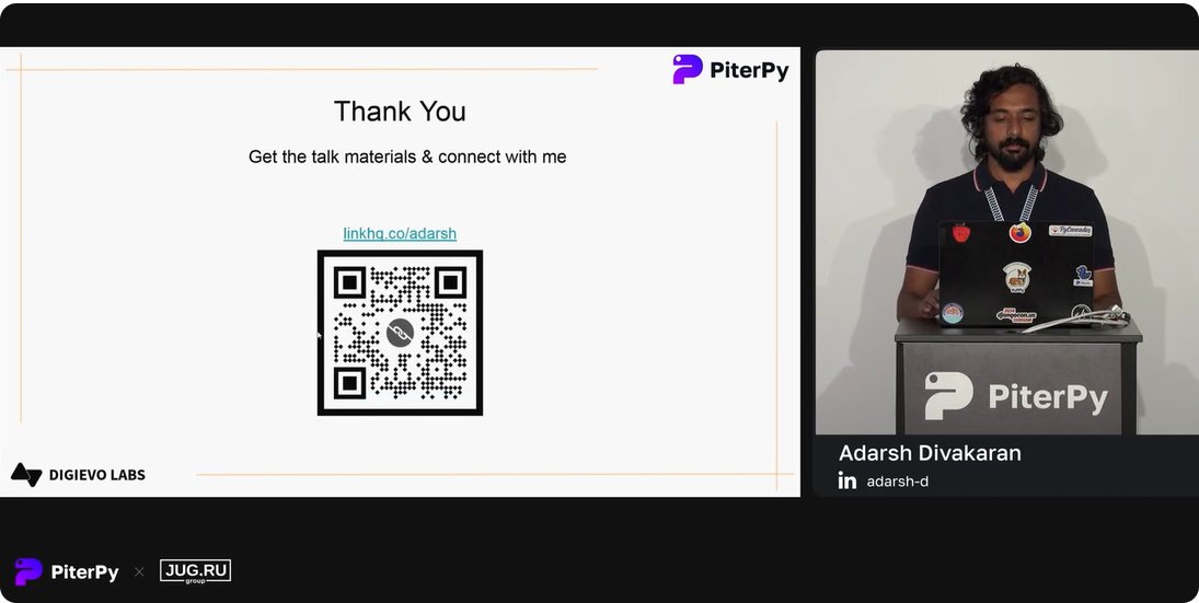 adarshd905's tweet image. It's the season of #Python 🐍 #Conferences!
Had a great time at #Piterpy 2024  in Saint Petersburg. I spoke on "Tackling Thread Safety in Python,"  which happened to be the only English talk at the offline part of the  @PiterPy conference.
- The event was organized by JUG Ru…