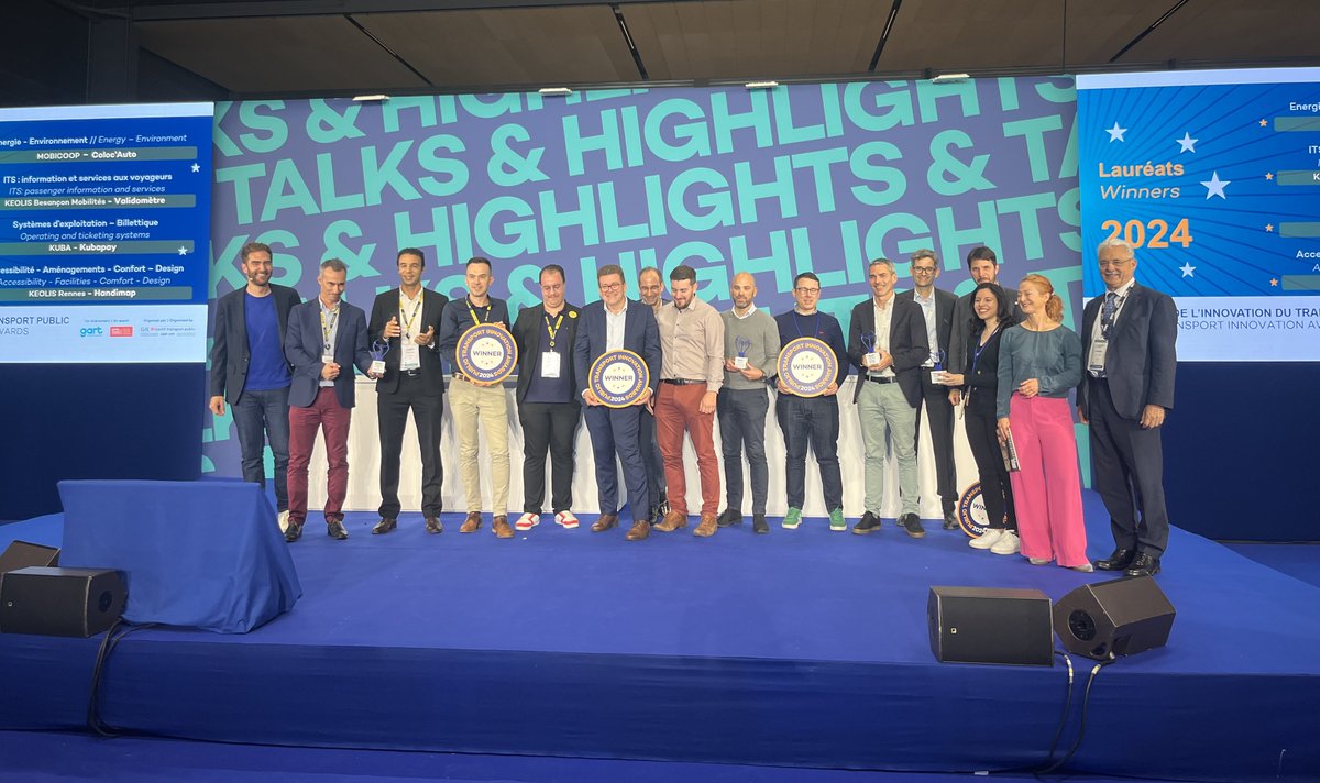 EuMo Expo (@eumoexpo) on Twitter photo Yesterday was the awards ceremony for the #PublicTransport Innovation Awards! 🏆
Here are the 2024 winners:
➡ KUBA
➡ <a href="/KeolisBesancon/">Keolis Besançon Mobilités</a> (<a href="/groupekeolis/">Keolis Group</a>)
➡ <a href="/keolisrennes/">Keolis Rennes</a>
➡ <a href="/Mobicoop/">Mobicoop - La mobilité partagée</a>
Find out more about their innovations 👉 eumo-expo.com/en/les-laureat…
#EuMo #SustainableMobility Yesterday was the awards ceremony for the #PublicTransport Innovation Awards! 🏆
Here are the 2024 winners:
➡ KUBA
➡ <a href="/KeolisBesancon/">Keolis Besançon Mobilités</a> (<a href="/groupekeolis/">Keolis Group</a>)
➡ <a href="/keolisrennes/">Keolis Rennes</a>
➡ <a href="/Mobicoop/">Mobicoop - La mobilité partagée</a>
Find out more about their innovations 👉 eumo-expo.com/en/les-laureat…
#EuMo #SustainableMobility
