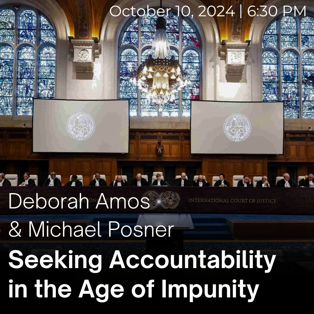 Join us next week for our first NYC event of the fall season with alumna <a href="/deborahamos/">deborah amos</a> &amp; <a href="/NYUSternBHR/">NYU Stern Center for Business and Human Rights</a> director <a href="/mikehposner/">Michael Posner</a>, who will explore the growing movement to revive the intl. mechanisms for justice after a long era of legal impunity for war crimes: buff.ly/3TO1T4H