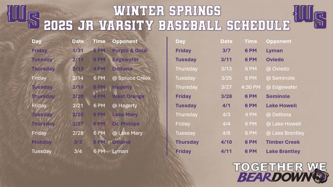 🚨 OFFICIAL RELEASE 🚨 2025 Spring Schedules #TEAM28