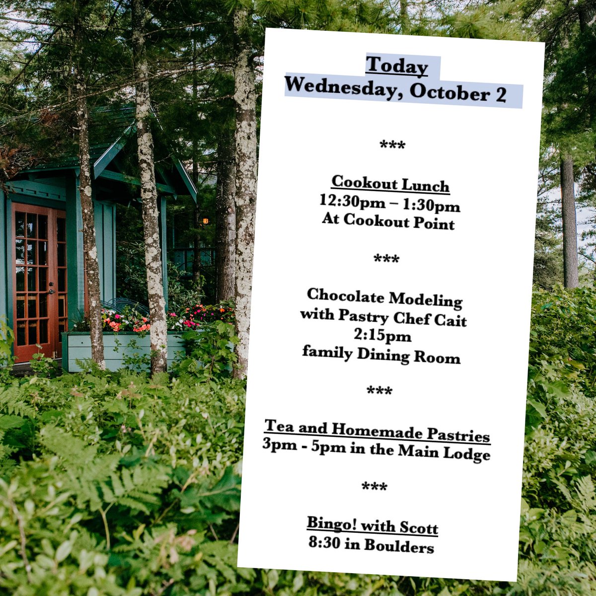 #placetostealawaytorest (and learn about chocolate 🙂)  #Migis #SebagoLake #bingo
#allinclusiveresort #learn 
#todayatmigis #gooutsideandplay #AutumnAdventures