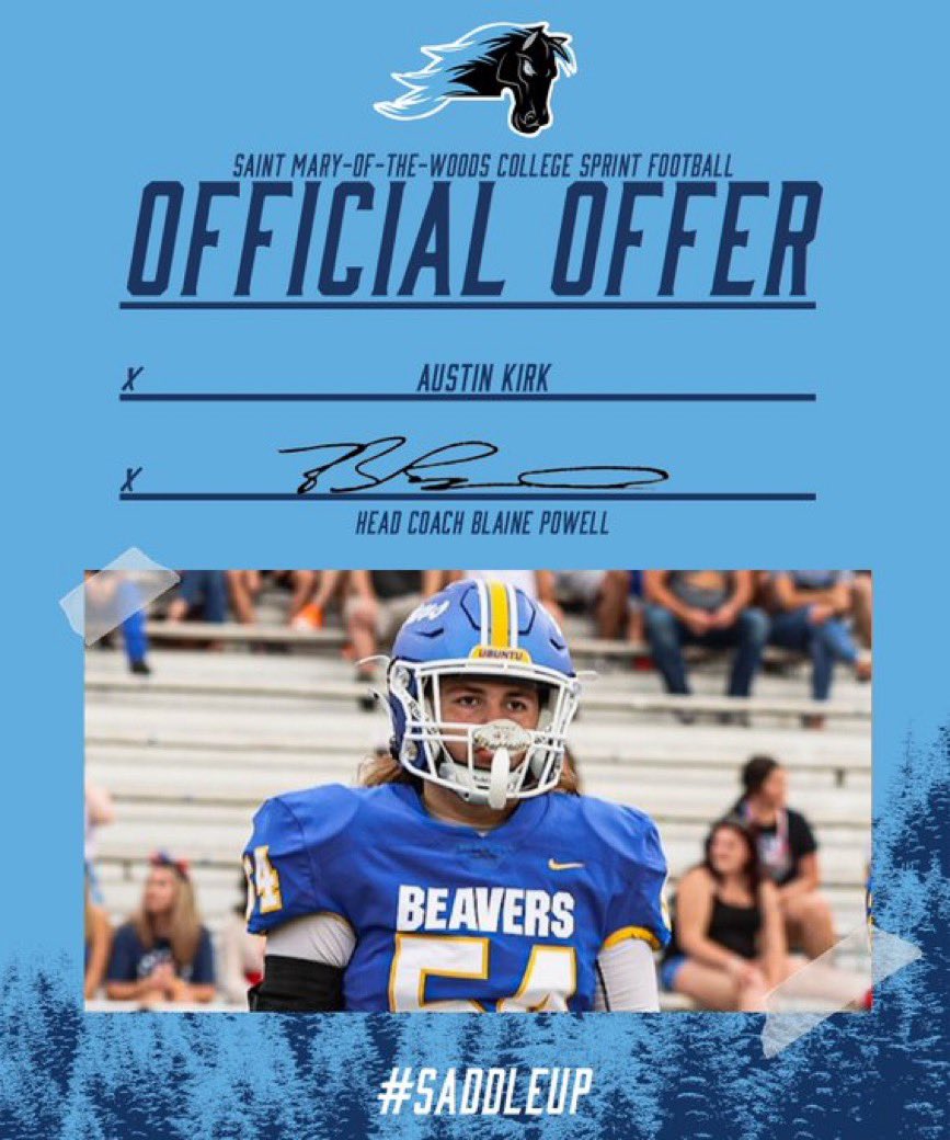 Austin Kirk (@austink49081561) on Twitter photo AGTG! After a great conversation with <a href="/CoachRegionOLB/">Region Hendricks</a> I’m blessed to say I have received my second offer to continue my academic and football career from Saint Mary of woods college!!!
<a href="/BeeBo_Warren/">Lee Warren</a> <a href="/KarnsBeaversFB/">Karns Football</a> AGTG! After a great conversation with <a href="/CoachRegionOLB/">Region Hendricks</a> I’m blessed to say I have received my second offer to continue my academic and football career from Saint Mary of woods college!!!
<a href="/BeeBo_Warren/">Lee Warren</a> <a href="/KarnsBeaversFB/">Karns Football</a>