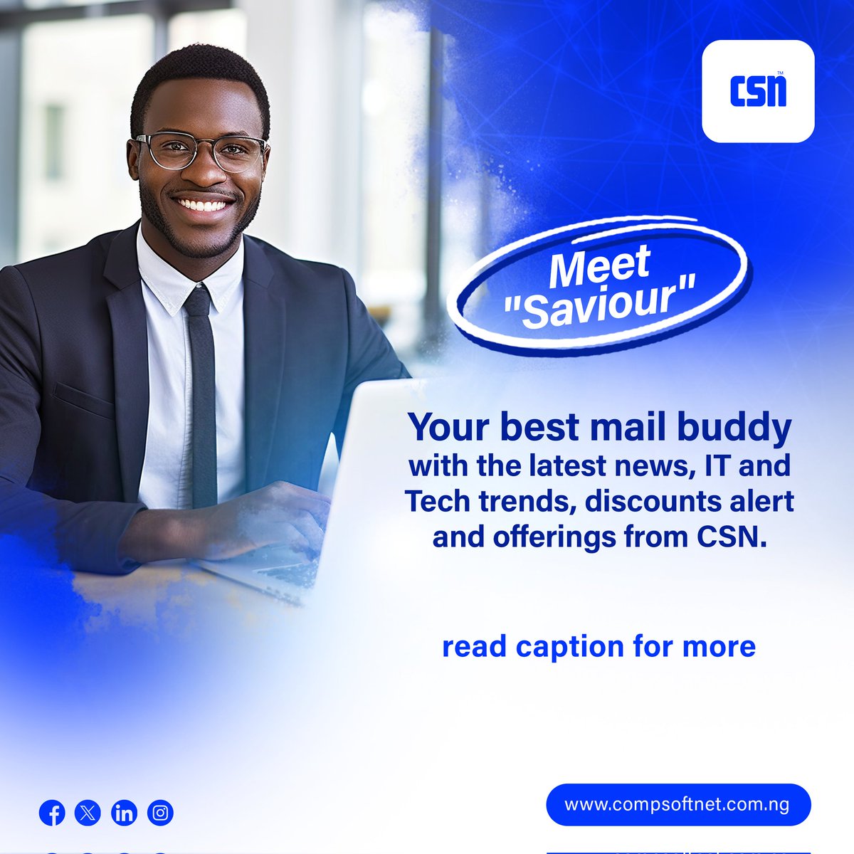 compsoftnet's tweet photo. Stay up to date with the latest news, IT & tech trends, exclusive discounts, and offerings from Compsoftnet Technologies, all in one place.
With Saviour, feel safer and informed.
Become a #CSNBuddy today!
Sign up now.
https://t.co/XM8guRWyFp
#CSNBuddy #TechNews #ITUpdates https://t.co/Uv3exDoghI