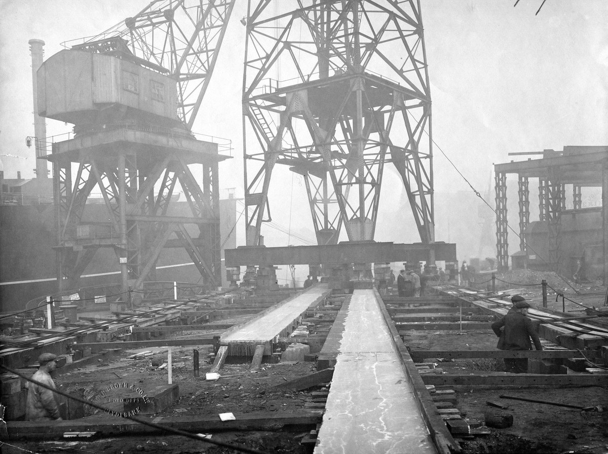 Taken today in 1936 an atmospheric photo of John Browns' Yard, #Clydebank.