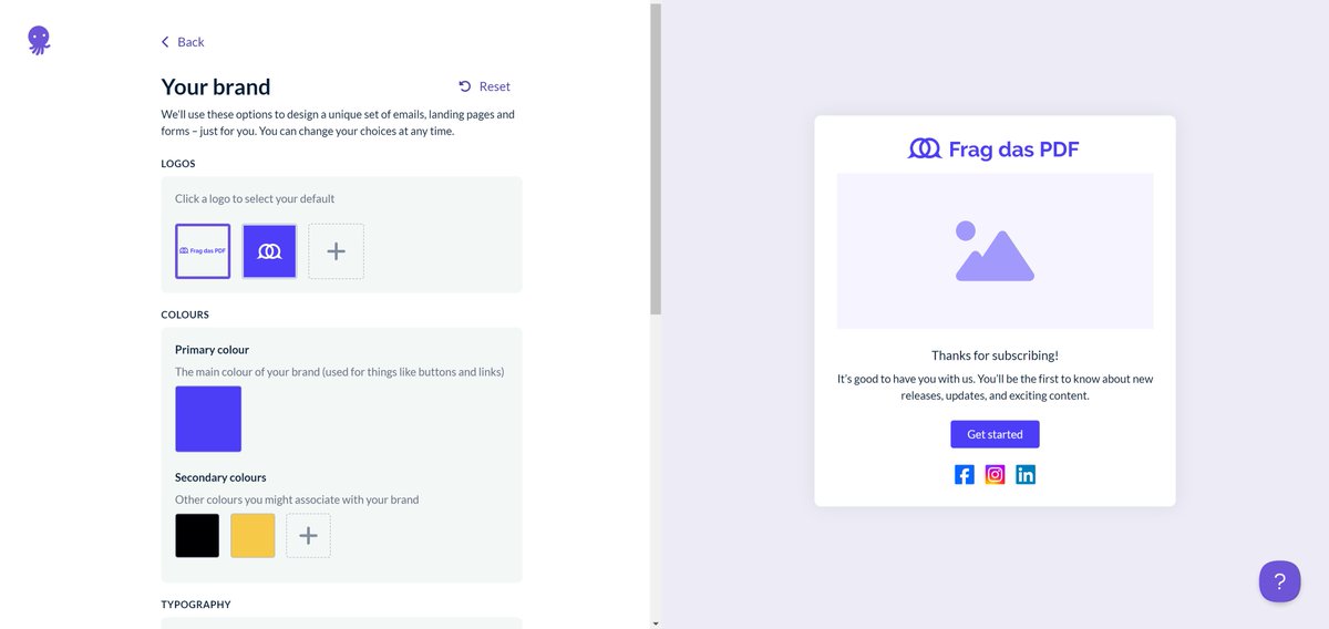 Dima_heyqq's tweet image. Wow, @emailoctopus setup is SO straightforward!

No need to upload logo or colors... everything is done for you 👏👏

#buildinpublic