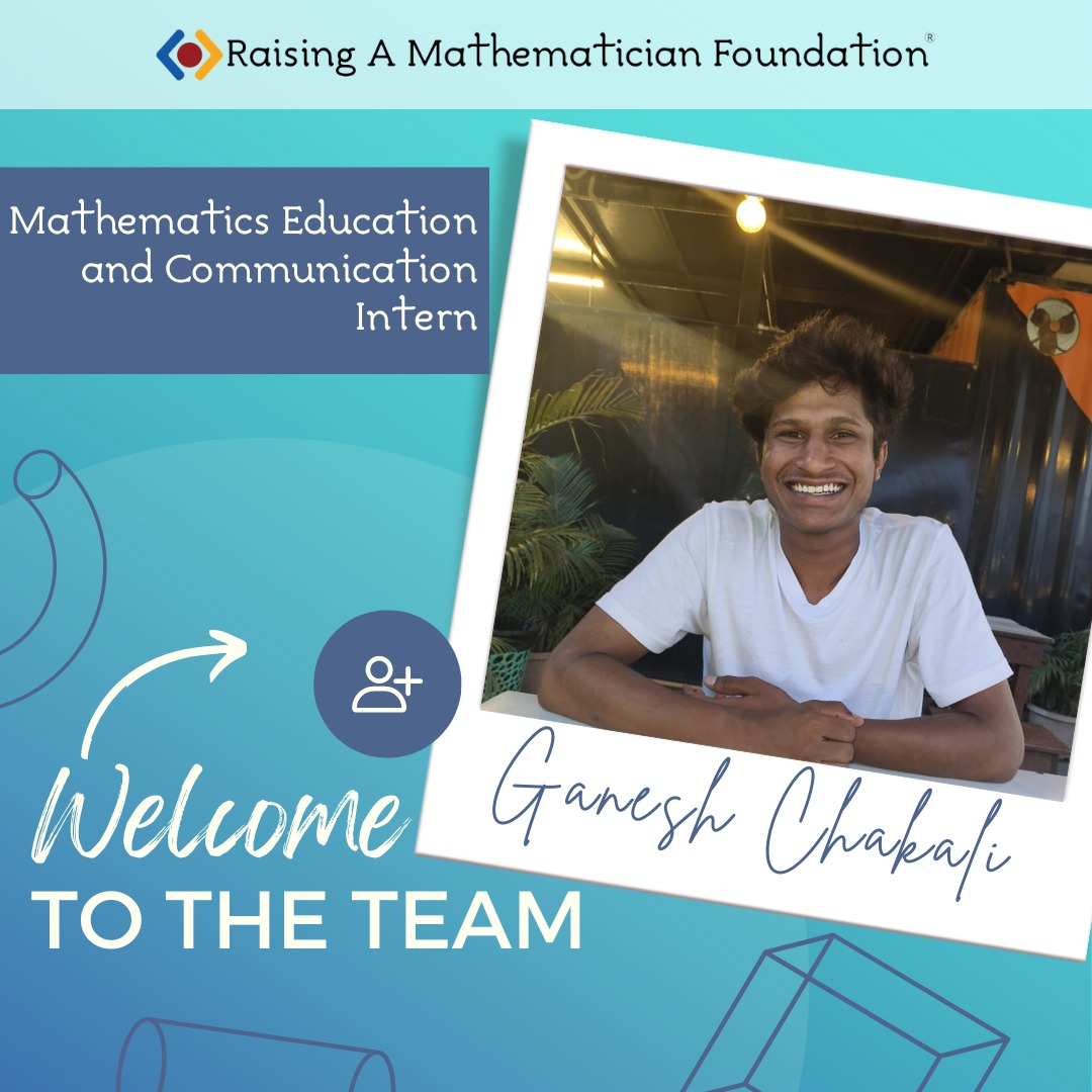 raisingamath's tweet image. Welcome, Ganesh Chakali!

A warm welcome from the entire Raising A Mathematician Foundation Team! We're all about building a strong, passionate, and communicative crew and we believe you'll fit right in with us!

#ramf #ramintern #internship #ramfoundation #raisingamath
#math