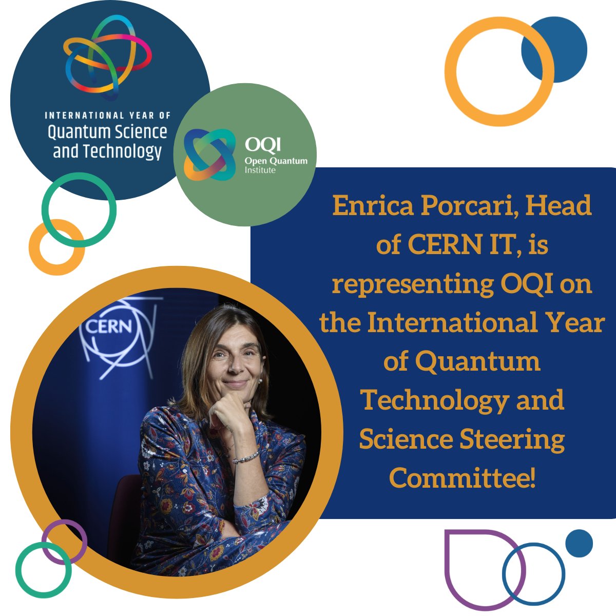 Enrica Porcari, Head of CERN IT, will represent OQI on the Steering Committee for the International Year of Quantum Technology and Science (IYQ)!

Find out how OQI is contributing to shaping the future of quantum technology at oqi.cern

#IYQ2025 #CERNquantum