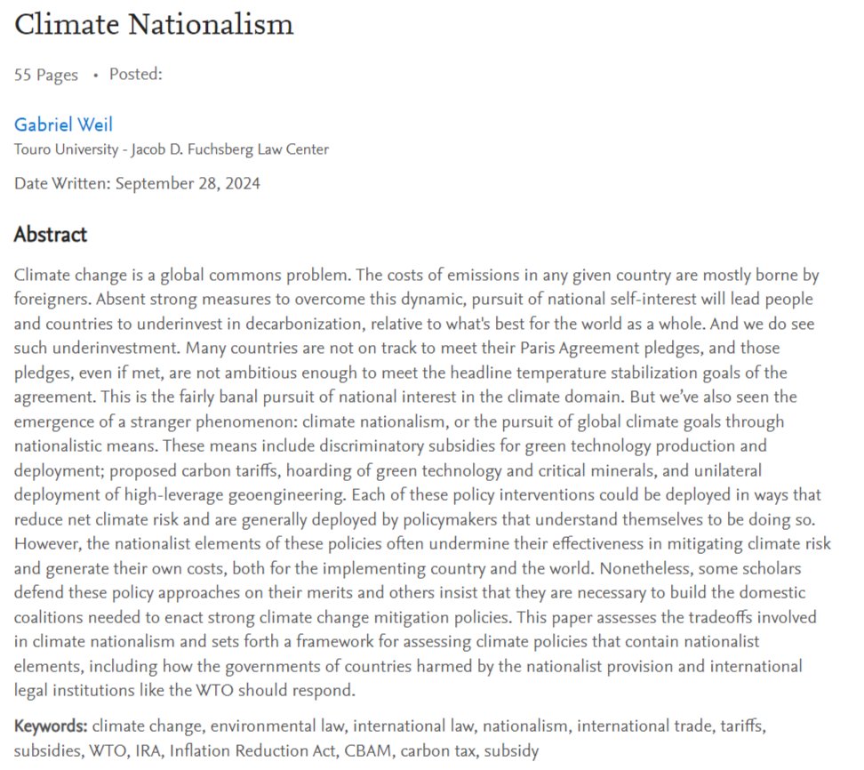 I'm excited to announce that my latest article, Climate Nationalism, will appear in the Stanford Law &amp; Policy Review <a href="/SLPRonline/">Stanford Law & Policy Review</a>.