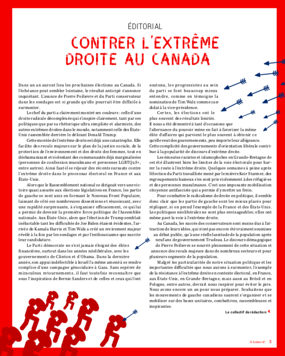 revueababord's tweet photo. «Les émeutes racistes et islamophobes en Grande-Bretagne de cet été illustrent bien les limites de la voie électorale pour barrer la route à l’extrême droite.»

Notre édito automnal: Contrer l’extrême droite au Canada
https://t.co/jLfhURi6ll https://t.co/BGHNDEOaR2