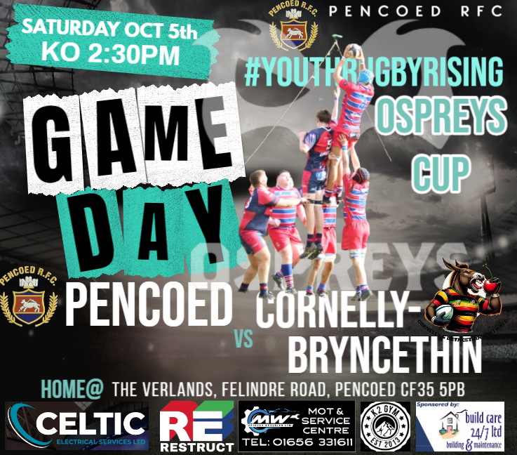 Looking forward to a home game this Saturday against a combined Bryncethin &amp; Cornelly youth. Get behind the lads this week as they aim to keep the momentum building in the #Ospreyscup. 
Don't think about it. Do it. Don't talk about it. Do it. #pencoedrfc #youthrugbyrising #