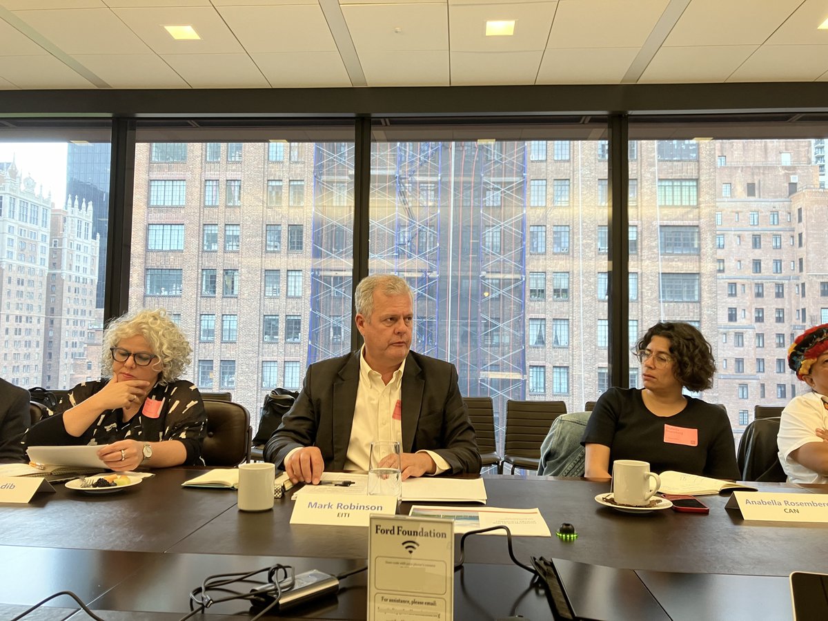 EITIorg's tweet photo. As the #energytransition reshapes govt &amp; company decisions, #communities must have a seat at the table. At #ClimateWeekNY, we joined @FordFoundation for a roundtable with voices from #extractives, renewables, communities &amp; civil society to explore solutions for a just transition. https://t.co/dzSjo0XcBE