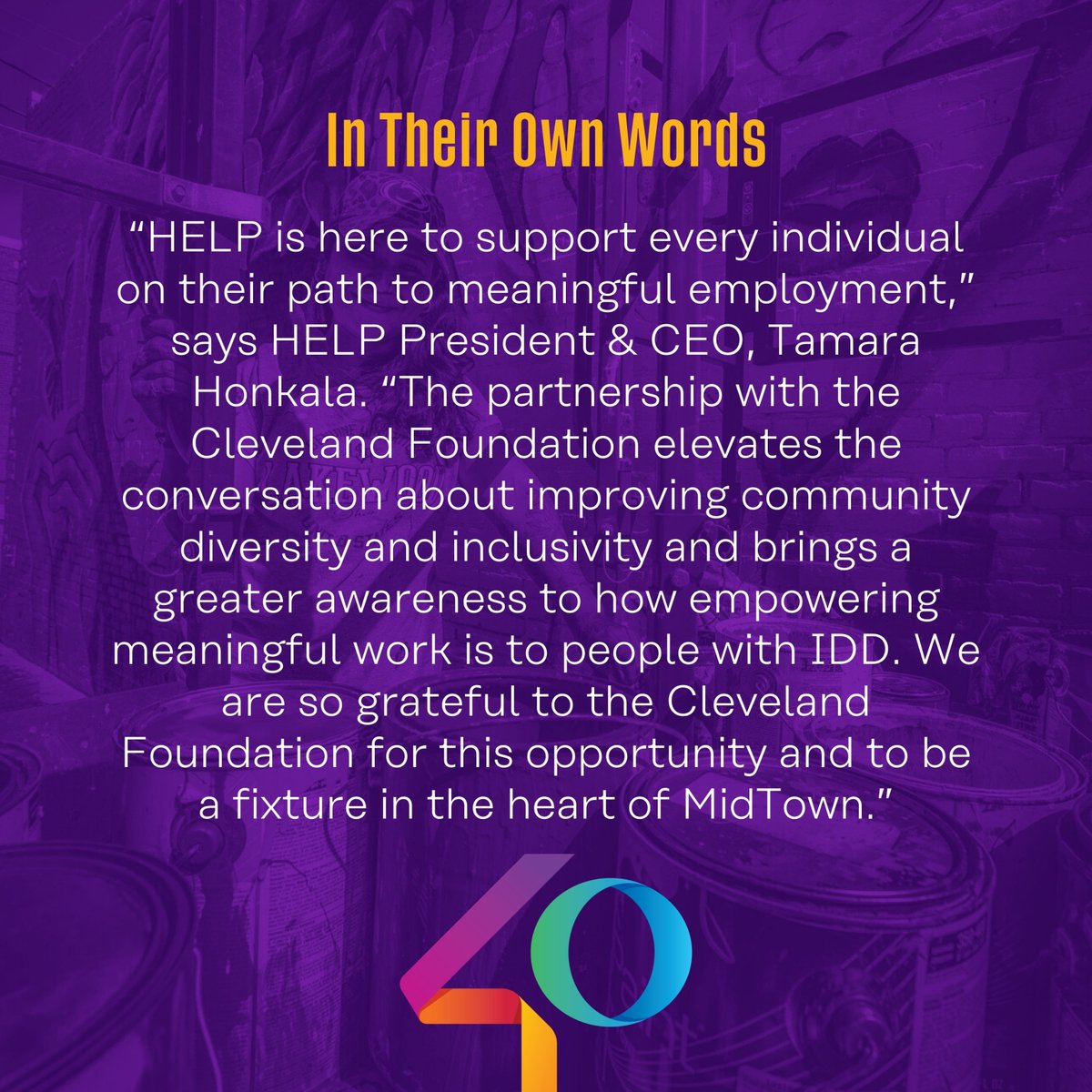MidTown Member Highlight: HELP Foundation

HELP has been a beacon of support for children and adults with intellectual and developmental disabilities across Northeast Ohio for 60 years.

Interested in becoming a MidTown member? Visit midtowncleveland.org/membership/

#midtown #midtowncle
